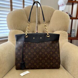 Auth. LOUIS VUITTON Pallas BB Monogram Coated Canvas SP0146 Chain Shopper Tote